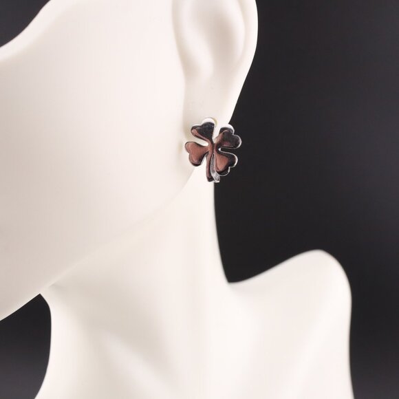 Timeless Jewelry Women's Sterling Silver Four Leaf Clover Huggie Loop Earrings** - Picture 5 of 13